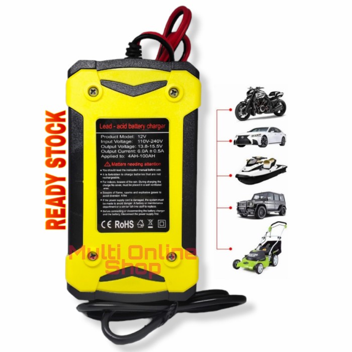 Paling Baik Cas Aki Charger Accu Motor Mobil Battery Automatic Smart 12V 6A