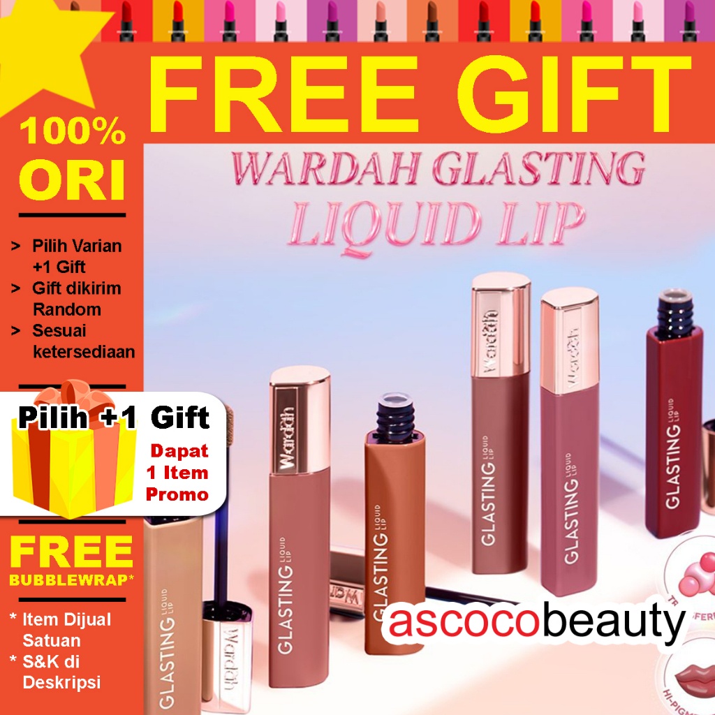 Wardah Melembabkan bibir Glasting Liquid Lipstick Lipstik - Ringan, Tidak Lengket, Transferproof