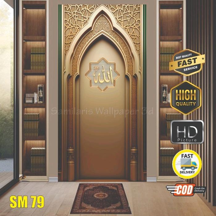 TERUJI Dekorasi Dinding Mihrab Mushola Rumah Stiker Mihrab Tema Timur Tengah Motif Islami walpaper