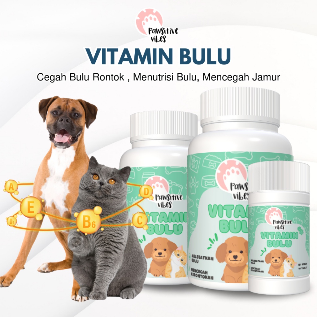 Vitamin BULU Kucing Anjing - Vitamin Kucing untuk Bulu Sehat , Vitamin Anjing Mengurangi bulu RONTOK