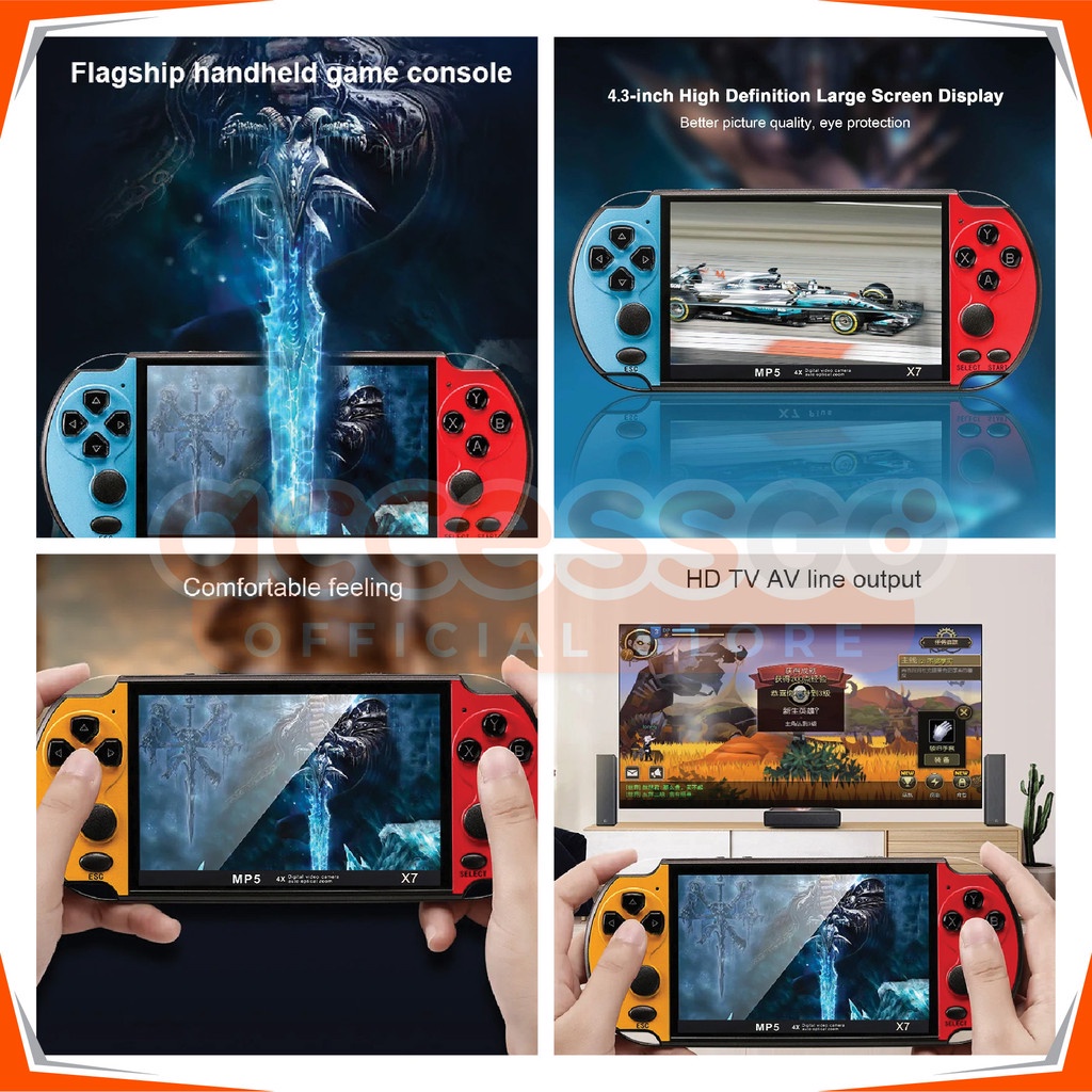 GAME BOX X7 Enhanced Edition GAMEBOY PSP X7 Handheld Console 5.000+ games 4.3inch MP5 Music Video