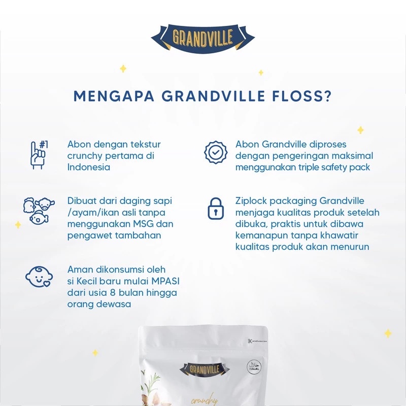

A Grandville Abon Sapi, Ayam & Ikan Crunchy Renyah Mpasi Tanpa Msg & Pengawet