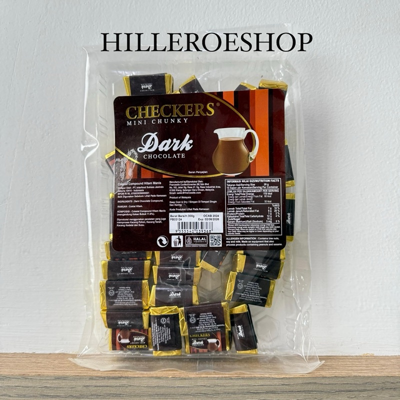 

A Coklat Checkers Mini Chunky 300Gram Dark Choco / Mix Fruits / Assorted / Milk / Almond Choco