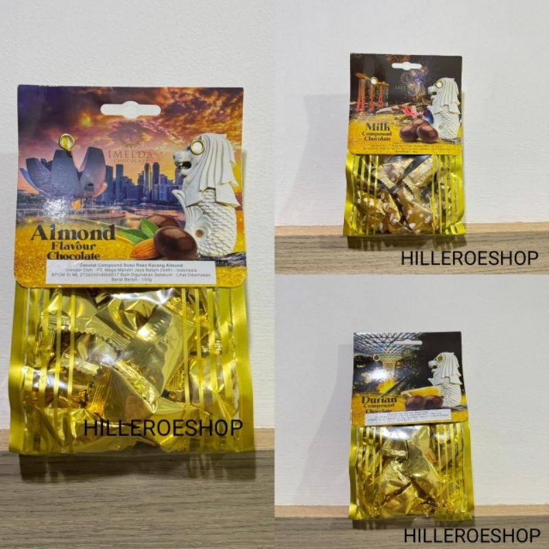 

A Coklat Imelda Merlion Singapore 150Gram Milk Chocolate Almond 150Gr Cokelat Milk Compound Impor