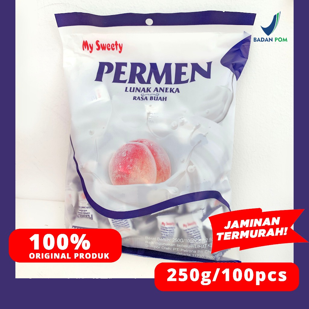 

A Permen Susu Yogurt & Rasa Peach Mysweety 100Pcs/250G