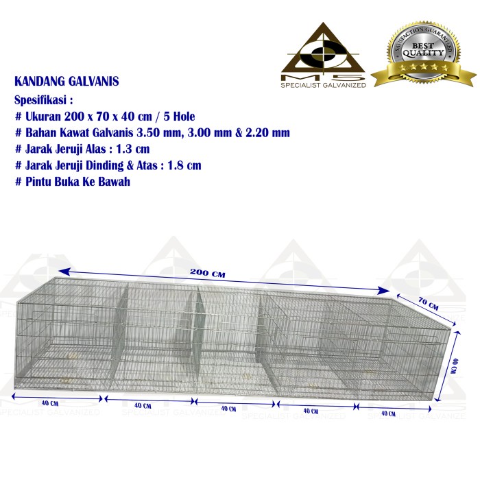 Kandang Kelinci Galvanis - Breeding 200.70.40/5Hole
