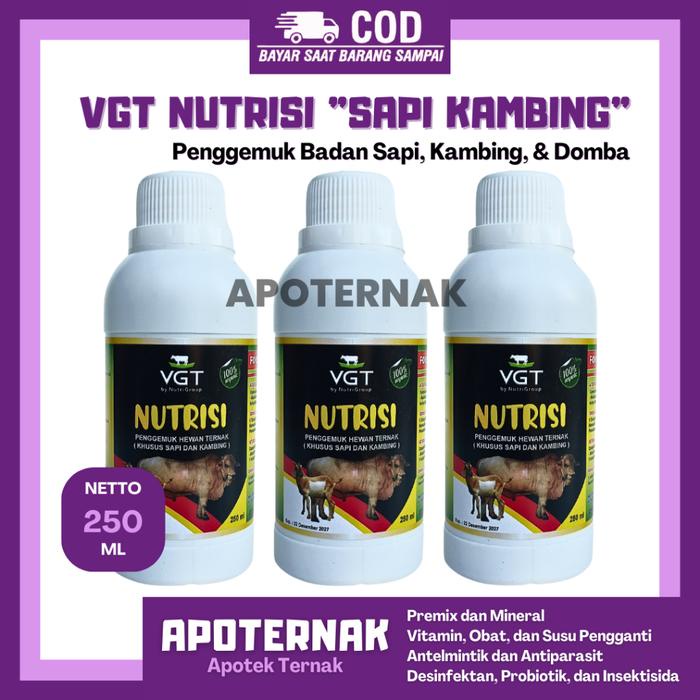 VGT NUTRISI SAPI KAMBING 250 mL VGT Sapi Penambah ADG Instan VGT Ternak Sapi Kambing Domba