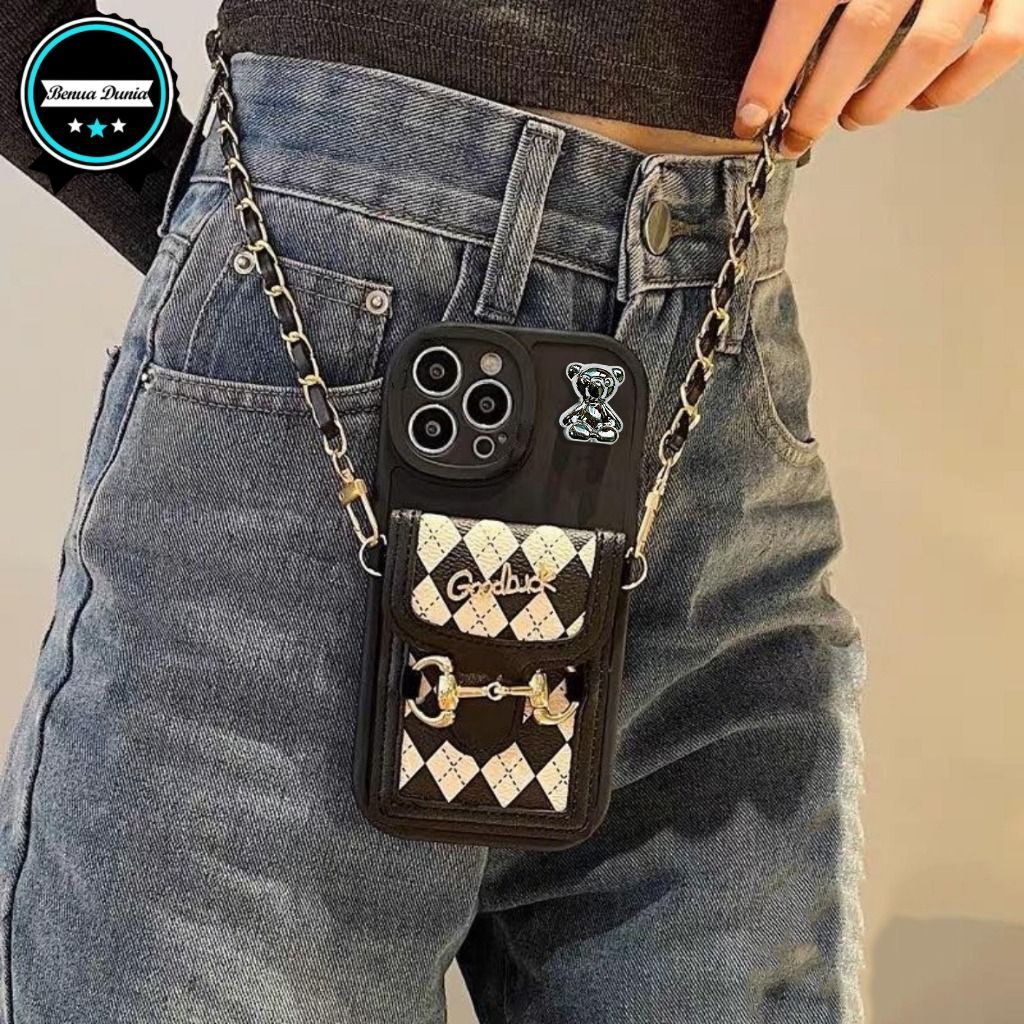 TerLengkapDong- GC32 SOFTCASE SILIKON TALI DOMPET CASING RANTAI 3D FOR OPPO A1K A3S A5 A5S A7 A11K