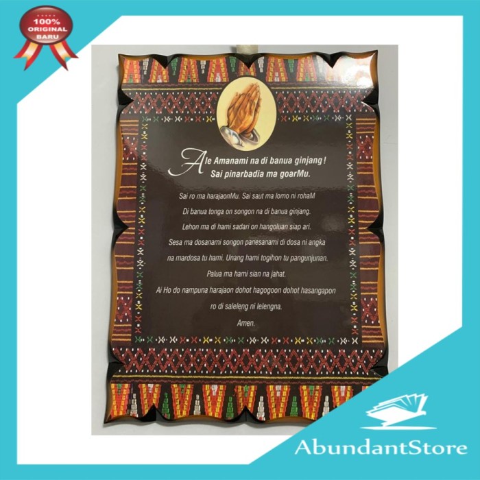 PRODUK TERBATAS Hiasan Dinding Dekorasi Rohani Doa Bapa Kami Bahasa Batak - Ale Amanami - KAYU