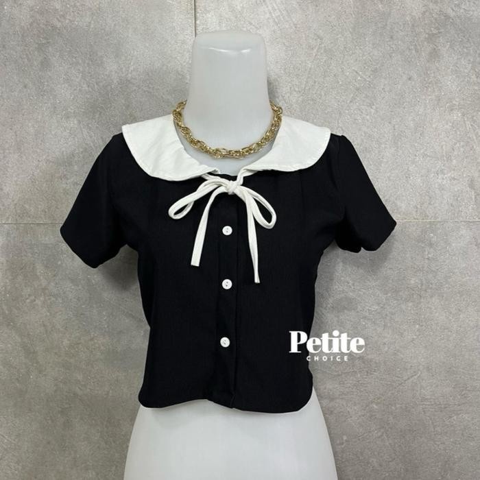 (BestSeries) Petitechoice ISABELLE Top - Atasan Wanita Pita Cute Feminine Bow Korean Style Crop Baju