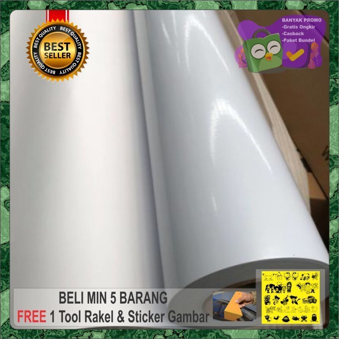 (TopSeller) Stiker putih glossy/metalic / skotlet putih glossy/metalik