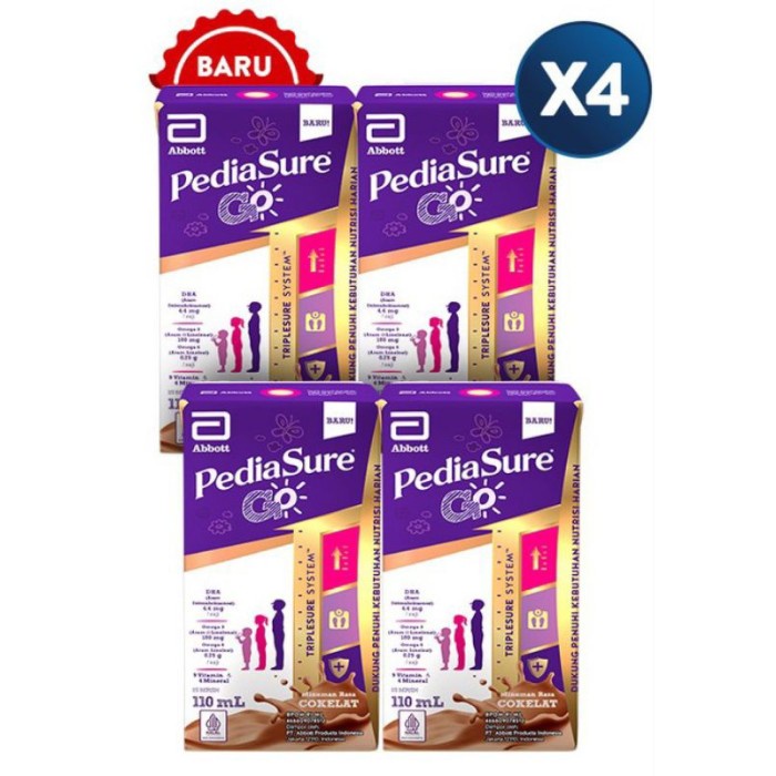 

(TopSeller) Pediasure Go susu UHT vanila coklat 110ml 4 PCS exp feb 25 free bubble