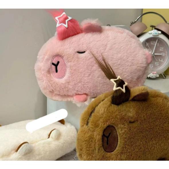 

Tempat Pensil Jumbo Bulu Capybara / Kotak Pensil Kapibara Plush Halus Bulu Besar Capybara Pencilcase