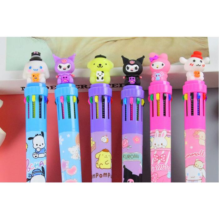 

Bolpoin Warna Sanrio 10 In 1 / Pulpen 10 Warna / Pena Warna 10In1 / Ballpoint Gel Pen Colorful /