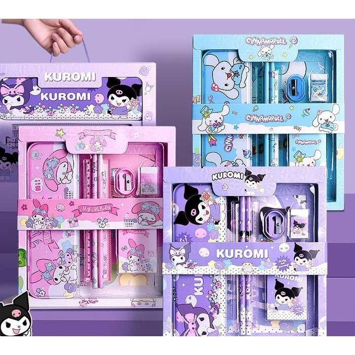 

Set Alat Tulis 7In1 / Kotak Pensil Sanrio / Stationary Set Cinnamorol Melody Kuromi / Kotak Anak