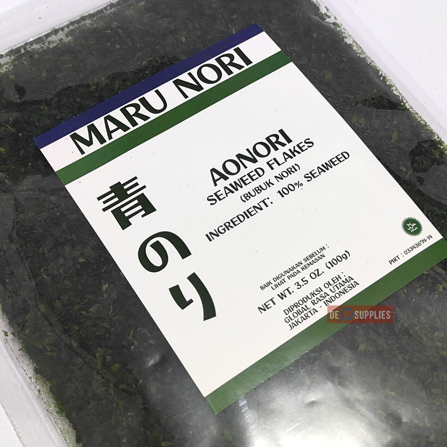 A Maru Aonori Seaweed Flakes 100Gr - Ao Nori Rumput Laut Bubuk Nori Taburan Takoyaki Sushi Halal