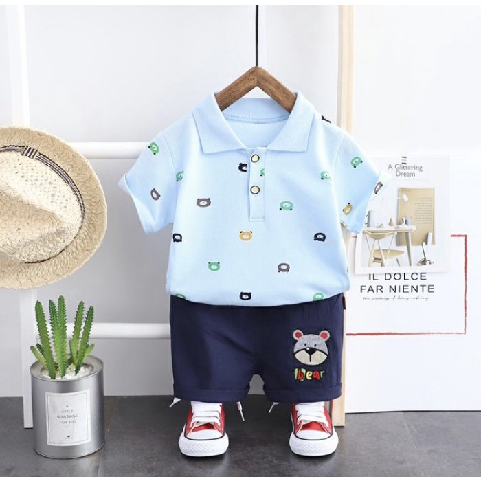 ldy Setelan Kaos Kerah Anak Laki Set Polo Anak Laki Import Korea ldy