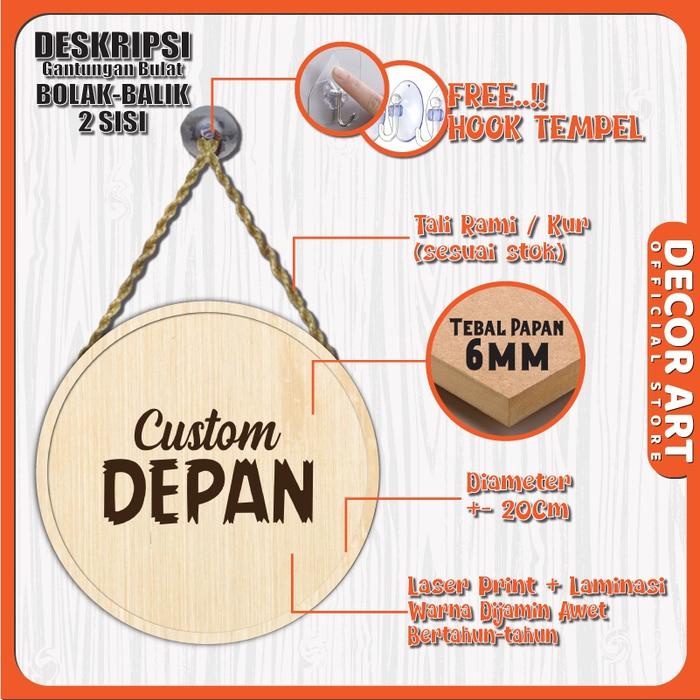 

pintar- DecorArt (CUSTOM) Papan Gantung Bolak Balik Buka Tutup Toko Open Close Sign Bentuk Bulat