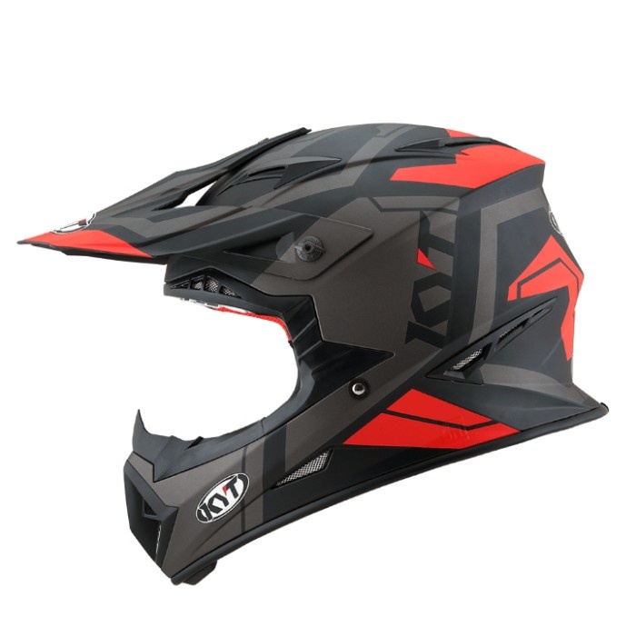 Helm Cross Kyt Jumpshot #3 - Black Matt / Red Fluo