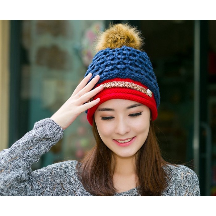 TOPI KUPLUK RAJUT WANITA DEWASA MAMA IBU KOREA STYLE POM2 MUSIM DINGIN