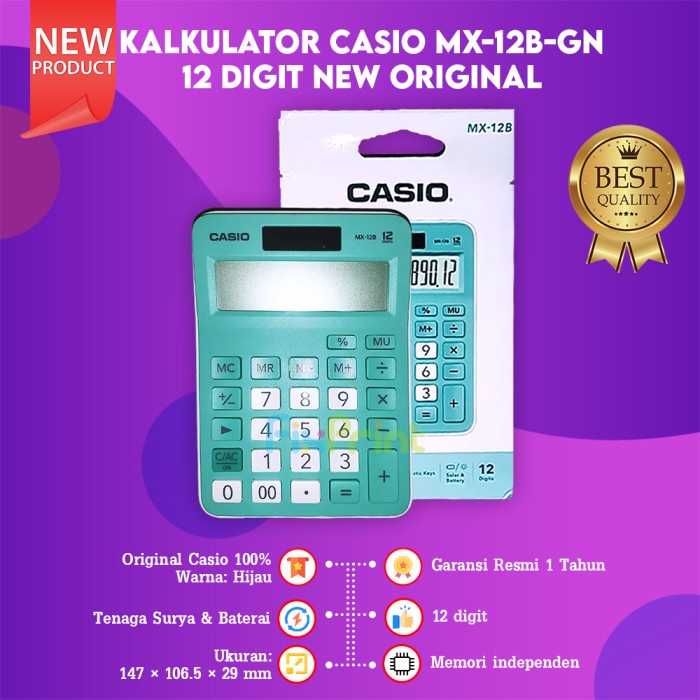 

pintar- New Original Kalkulator Casio MX 12B 12 Digit Calculator Desktop