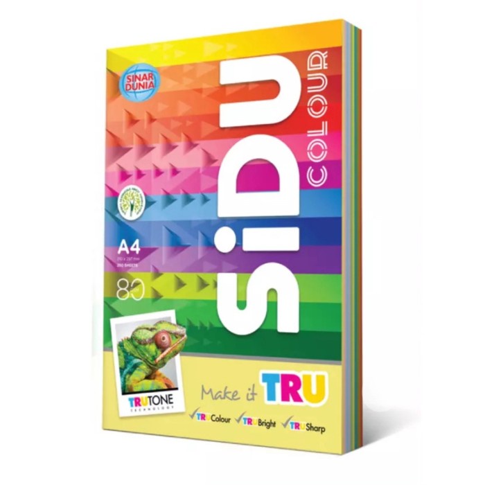 

pintar- HVS SIDU Warna Rainbow A4 80gr 250 Lembar
