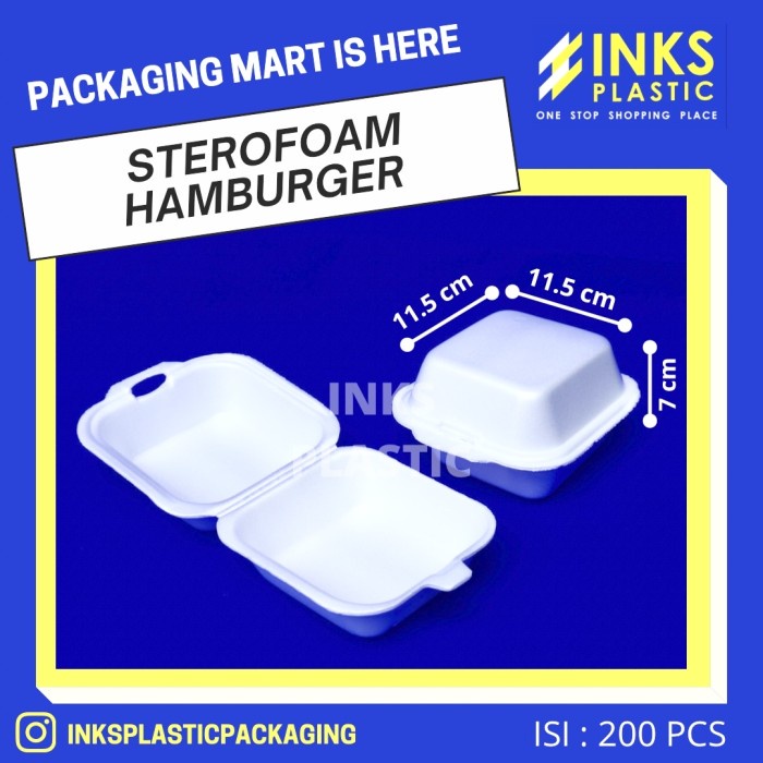 

pintar- STEROFOAM/STYROFOAM/GABUS MAKANAN AMBURGER ( 200 PCS )