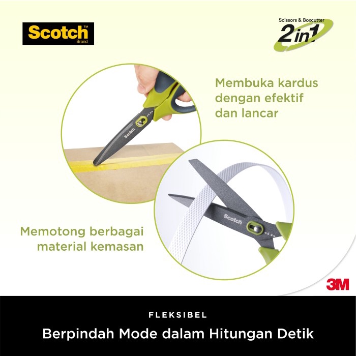 

pintar- 3M Scotch Non Sticky Unboxing Scissors 1487NS/Green 7 Inch/Gunting