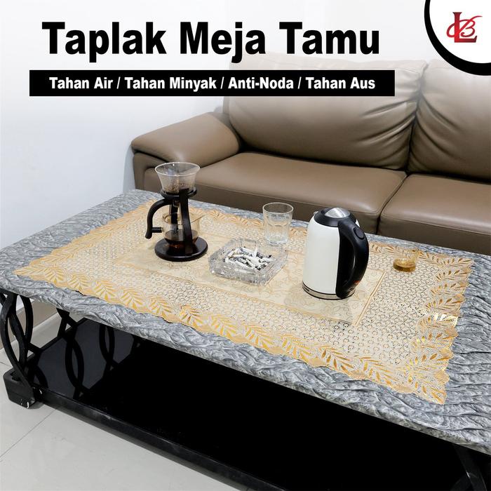 HEMAT <COD> LOYAL BOSQUE TAPLAK MEJA TAMU OVAL GOLD DAN SILVER ANTI AIR 60X100CM / TAPLAK MEJA