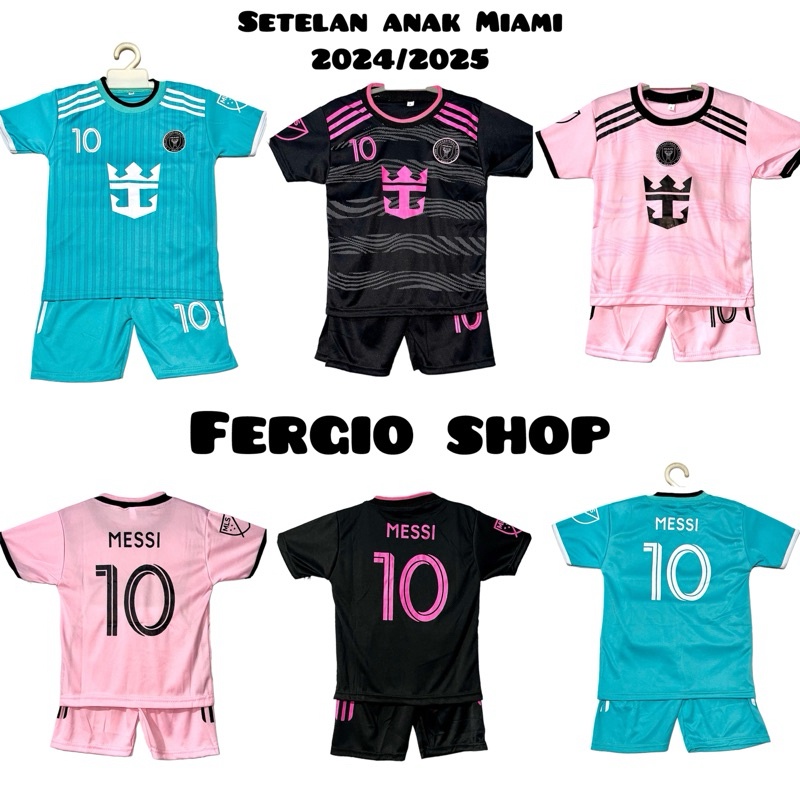 SETELAN BAJU BOLA ANAK MIAMI MESSI/ KAOS BOLA ANAK TERBARU MIAMI/ BAJU BOLA ANAK MESSI/ BAJU FUTSAL