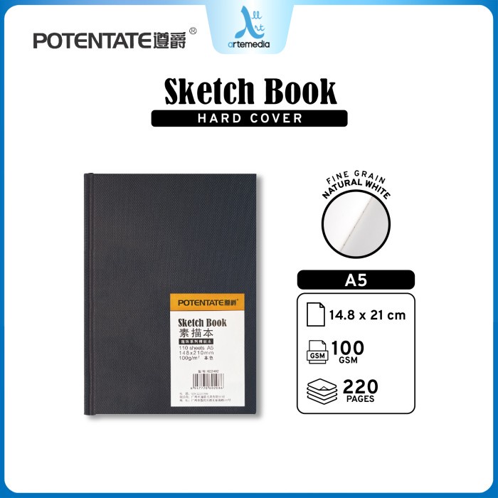 

pintar- Buku Sketsa Potentate Hard Cover A5 Stitch Bound Sketchbook