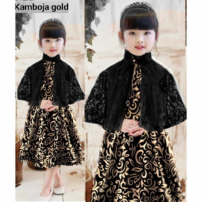 SET 2IN1 DRESS CAPE BATIK QUEENSHA DRESS ANAK PEREMPUAN BAJU BATIK ANA