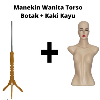 PATUNG TORSO DEWASA MANEKIN TORSO CEWEK BOTAK + KAKI PENYANGGA PATUNG