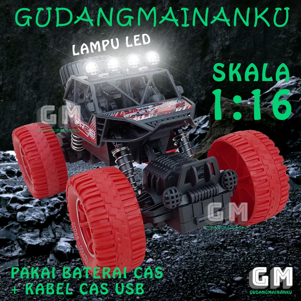 1:16 RC Remote Control Mobil ROCK CRAWLER CLIMBER Dengan Lampu Atap LED OFFROAD