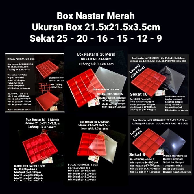 

party- Box Nastar Merah Uk 21.5x21.5x3.5cm