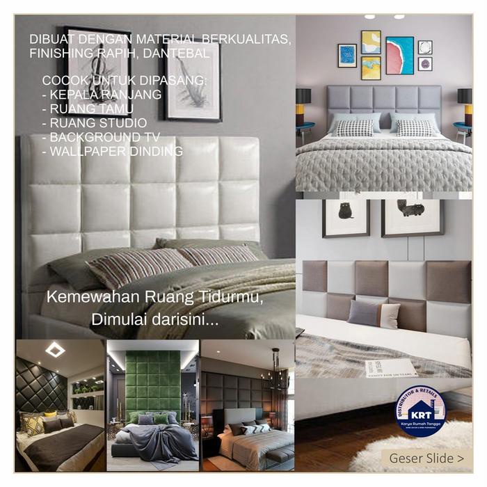 TERBARU Leather Classic Headboard bed foam Wallpanel 3D Stiker Dinding Panel Headboard tempel kasur