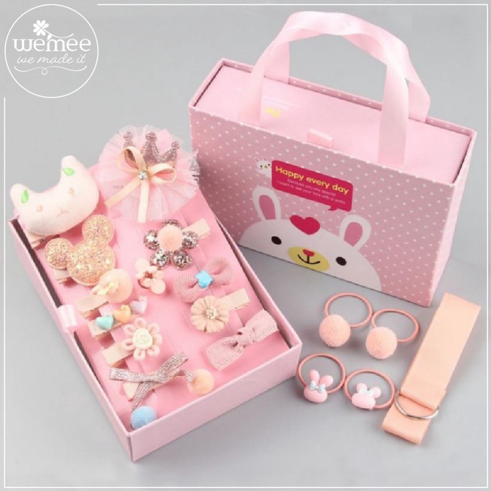 Ikat Rambut Anak SET / Set Gift Box & Paper Bag - Ikat Rambut Anak - Jepit Rambut Anak SET -