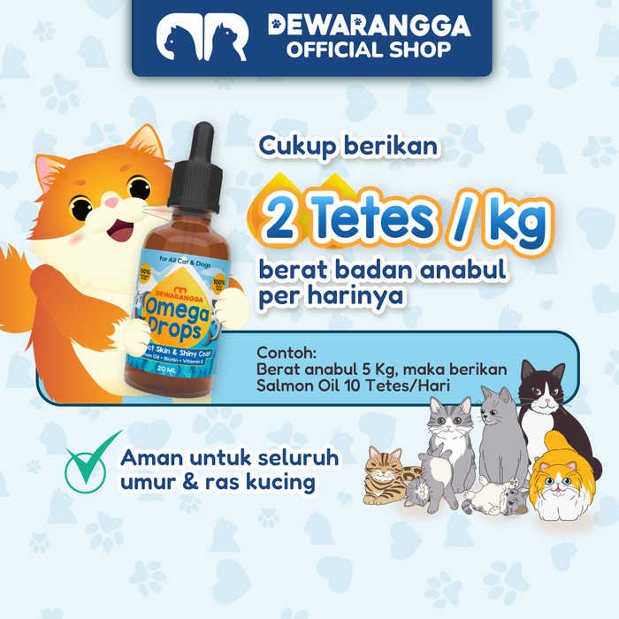 Dewarangga Omega Drops Salmon Oil Kucing, Minyak Ikan Kucing Untuk Menjaga Kulit & Bulu Kucing