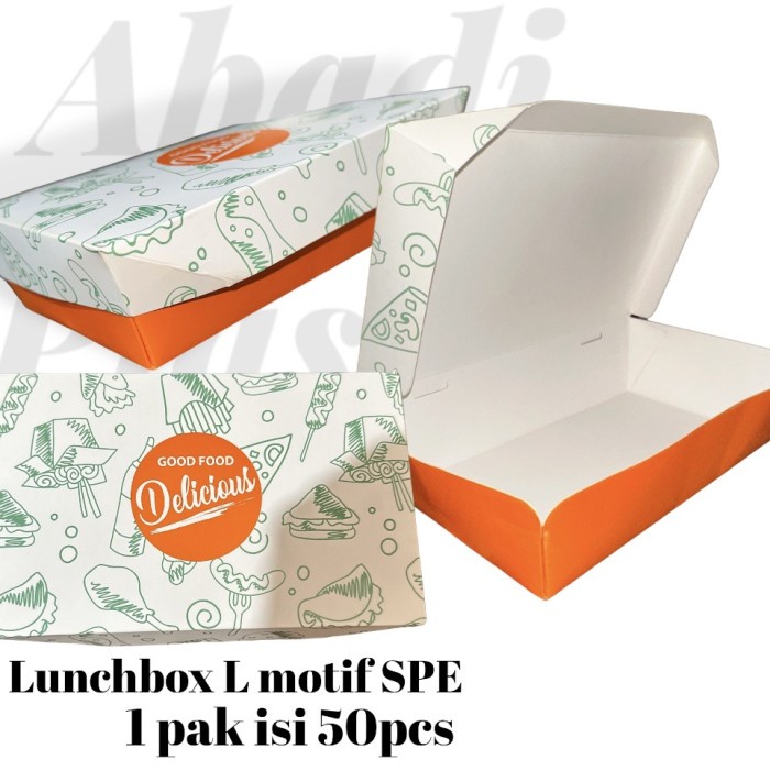 PREMIUM PAPER LUNCH BOX MOTIF L/KEMASAN MAKANAN/KOTAK NASI L