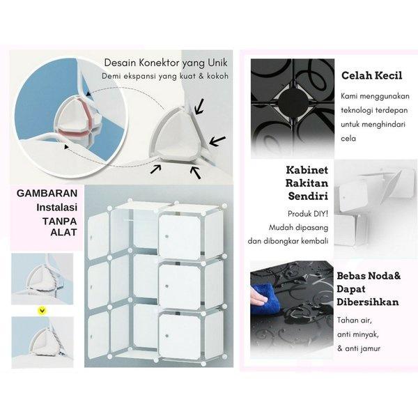PREMIUM Lemari Pakaian 8 Pintu Serbaguna + Gantungan Baju Lemari Plastik Portable Lemari Pakaian