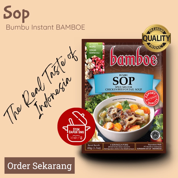 

MZ575 Bumbu Masak Instan BAMBOE Indonesia Export Quality SOP 49gr STOK TERBATAS