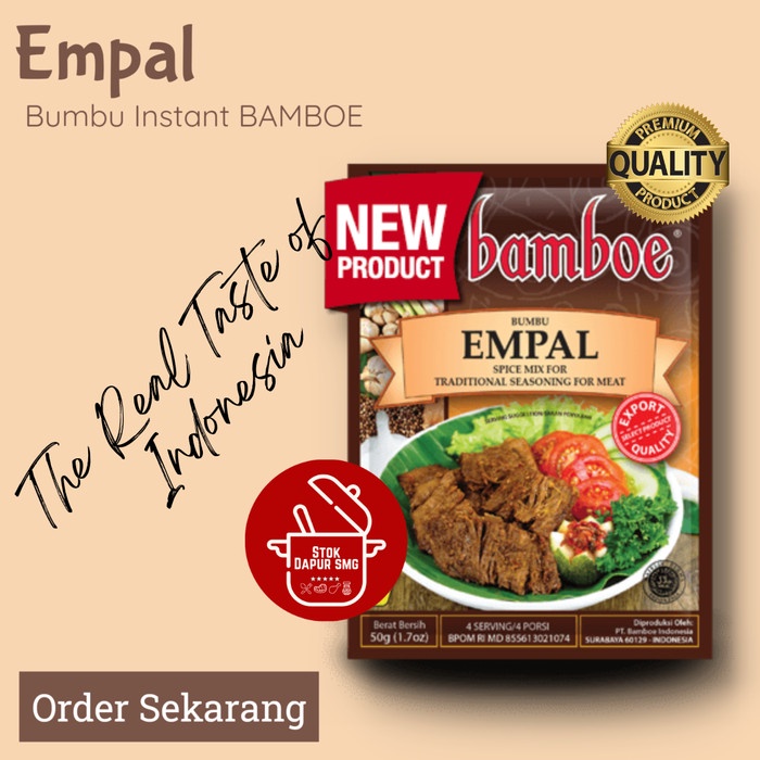 

SZ374 Bumbu Masak Instan BAMBOE Indonesia Export Quality EMPAL 72gr STOK TERBATAS