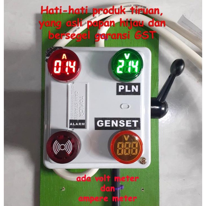 PREMIUM Tuas Pemindah listrik PLN ke Genset ada ampere dan 2 voltmeter cam starter ohm saklar