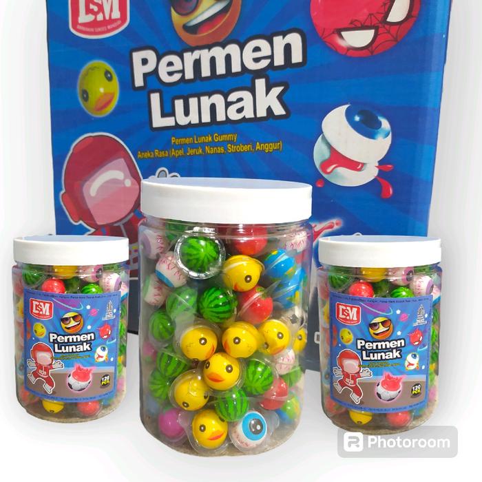

1 Dus 12 Toples lunak mini 120 pcs Per Toples - Candy Gummy Lunak Motif Mix - Permen Lunak Viral