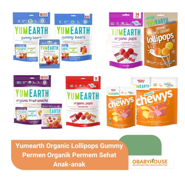 

Yumearth Organic Lollipops Gummy Permen Organik Permen Sehat Anak-Anak