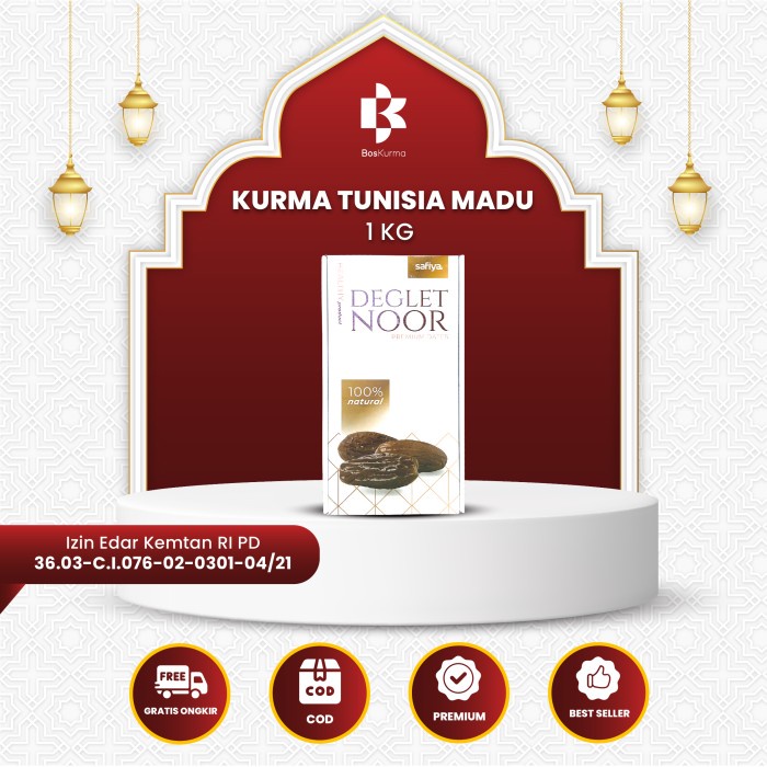 

Lezat- Kurma Tunisia Madu 1 Kg Tanpa Tangkai Premium