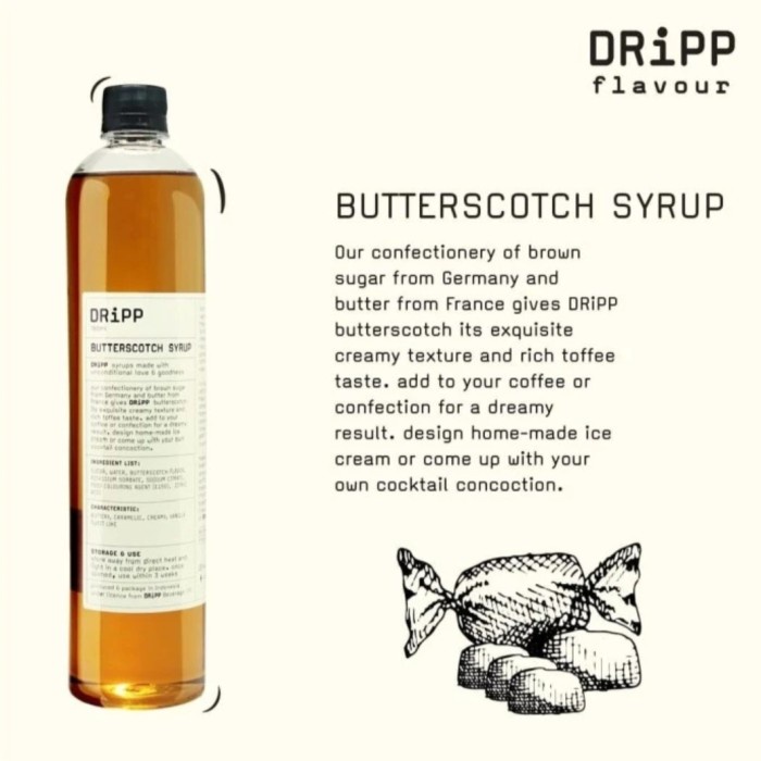 

Dripp Butterscotch Syrup - Sirup Butterscotch 760ml