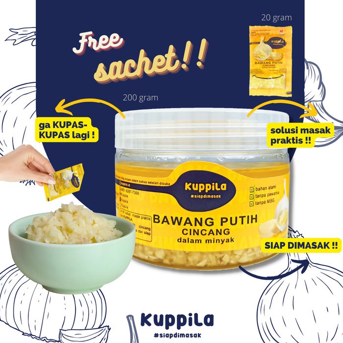 

(GoodSeller) Bawang Putih Cincang dalam Minyak JAR (200g) FREE Sachet - Kuppila