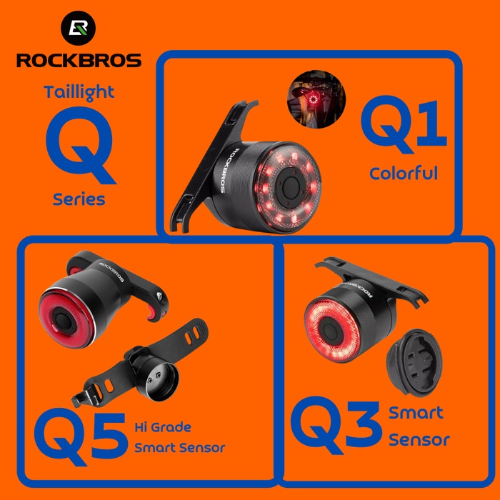 PROMO Rockbros Q Series Lampu Sepeda Lipat MTB RoadbikeTaillight Q1 Q3 Q5
