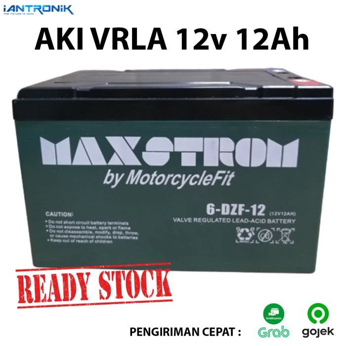 Baterai AKI VRLA Sepeda listrik 6-dzm-12 12Ah Maxstrom UPS